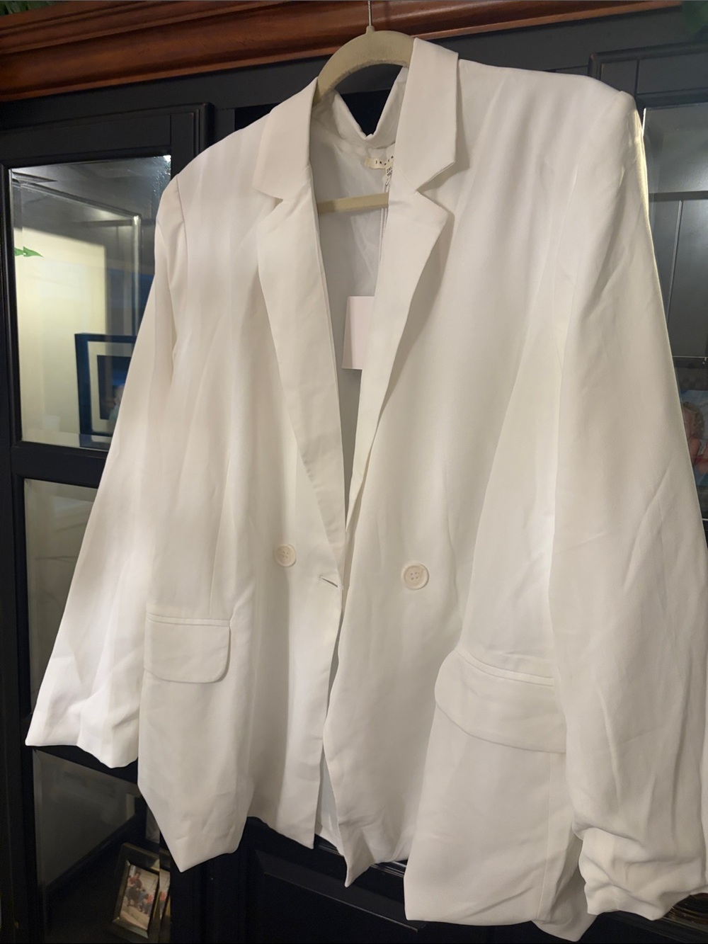 White Oversized Double-Breasted Women's Blazer